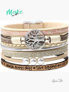 Tree of Life Boho Leather Wrap Bracelet for Women Girlfriend